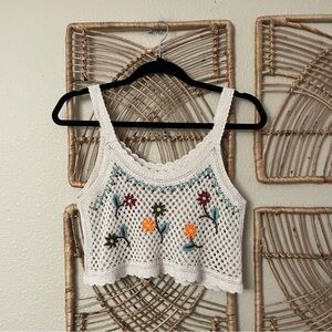 Unbranded Crochet Floral Crop Top Earthy‎ Boho Festival Hippie *see msrmts B22